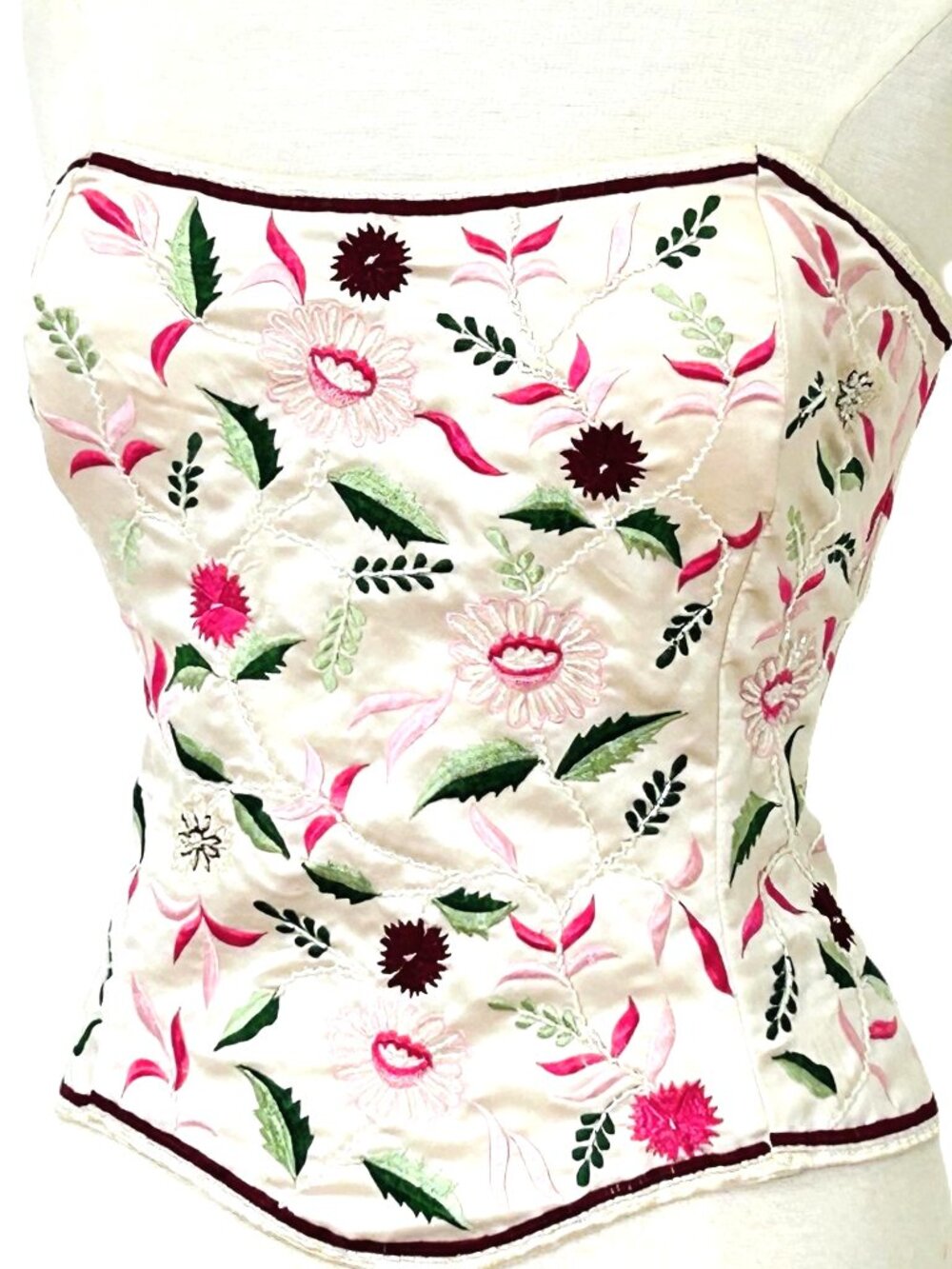 JASDEE Vintage Bustier Corset Hand Work Embroidery On Satin Style F3139